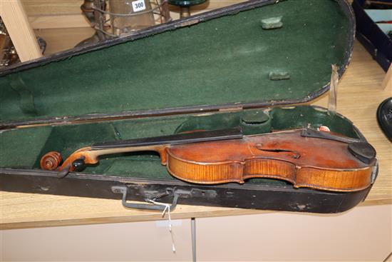 A cased double back violin, John Lamb 1917